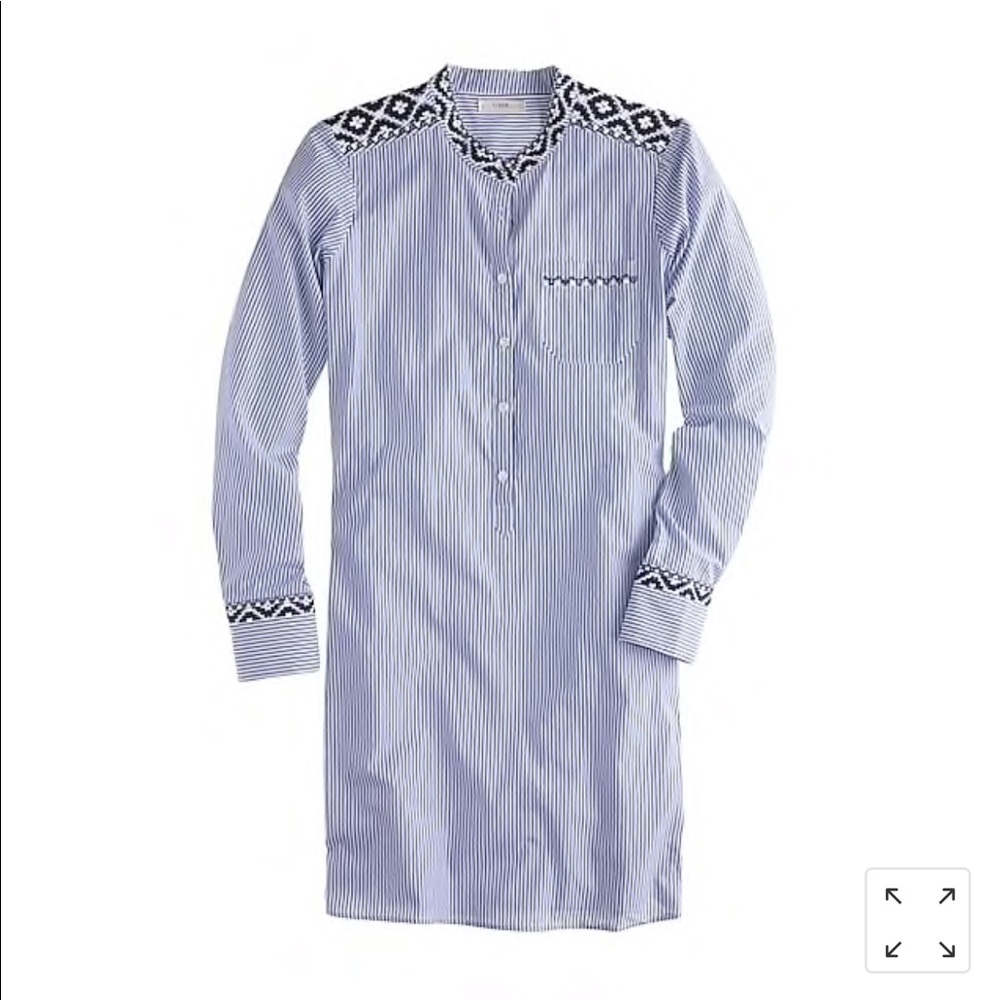 J Crew Embroidered Tunic in Stripe Sz XXS